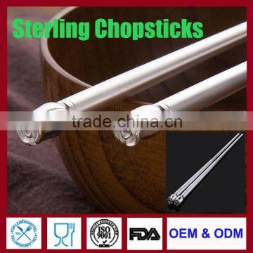 FDA Top quality silver plated chopsticks OEM chopsticks with exchangeable rose end for hotel restaurant household wedding gift