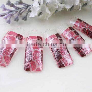 Wholesale 70pcs/box airbrushed false nail Glitter full cover nail tip