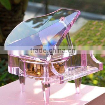 Crystal glass piano music box wedding decoration christmas gift 3d laser engrave