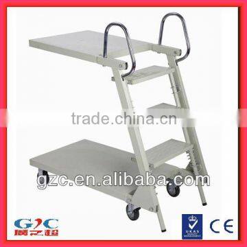 Supermarket Foldable Stair Climbing Ladder Trolley Movable Steel Cart from Guangdong