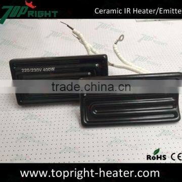 Hollow type infrared ceramic radiator and heating element for vacuum forming machine