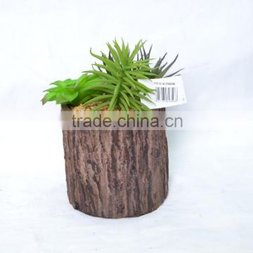 3pcs Mixed Green Artificial Succulent Plant In Brown Planter