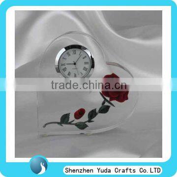 custom printing heart shaped gift acrylic with clock for wedding decoration wholesale