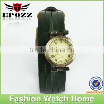 Popular ladies vintage fashion leather wrist watch with quartz movtment