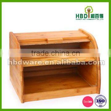 High quality large bamboo bread box,bamboo bread bin for sale