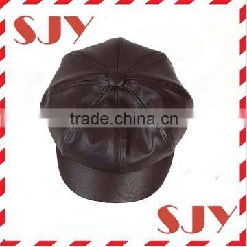 Wholesale pu leather plain newboy caps and hats