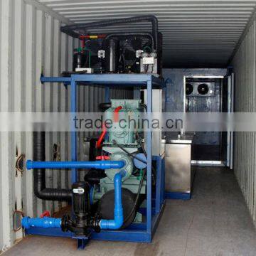 Containerized ice block machine with cold room