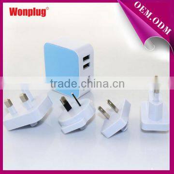 Factory direct world travel Interchangeable Plugs 4 port usb charger