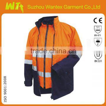 High Quality Multi-function 4 in 1 High Visibility Winter coats workwear oil field/welding working wear