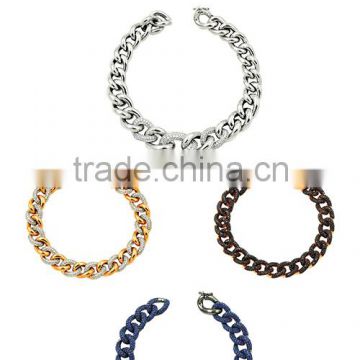 925K Sterling Silver Gourmet Multi Color Stone Chain Bracelet