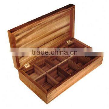 factory sale FSC&BSCI Best Bamboo wood Tea storage Box Chest with Clear Hinged Lid, 8 Storage Sections with Expandable Drawer