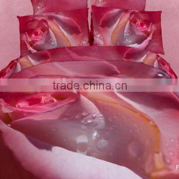 2014 hot selling 3D new rose design bedding set,4pcs 100%cotton reactive twill wholesale