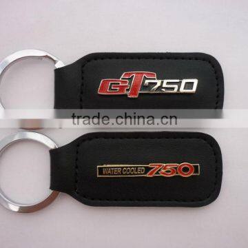 2014 Promotional cheap metal and leather keychain