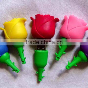 64GB Soft PVC Rose flower shaped usb flash drive wedding gifts factory price