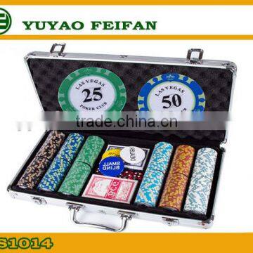 300 Pcs Poker Chip Set 11.5g ABS Poker chips In Silver Aluminum Case With Round Corner