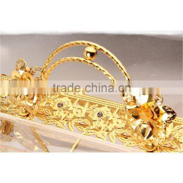 15cm*15cm Hollow Out Fruit Platter,Gold Plated Gift Baskets Kx-4504