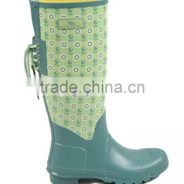 2017 Women Fashion Rubber Rain Boots With Shoelaces