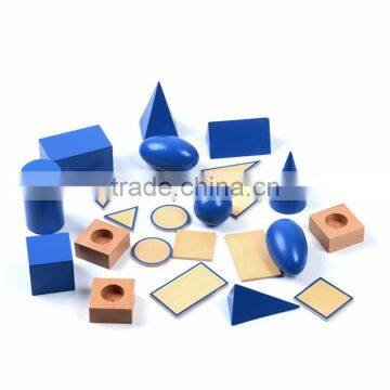 Wooden Educational Baby Toy Montessori Geometric Solids With Stands Bases and Box photo-3