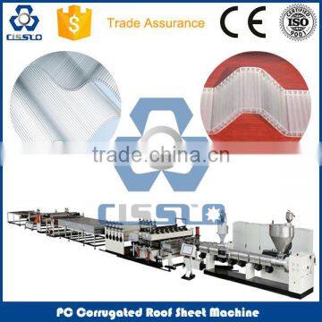 CE CERTIFICATE POLYCARBONATE HOLLW PROFILE MAKING MACHINE, PC HOLLOW CORRUGATED ROOF TILE PRODUCTION LINE