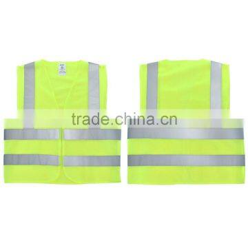 High Visibility Neon Green Safety Vest with Reflective Strips and Mesh Fabric and Pockets, ANSI/ISEA Standard | Size L