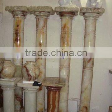 Top Quality WHITE ONYX COLUMNS PILLARS CARVED TOP photo-5