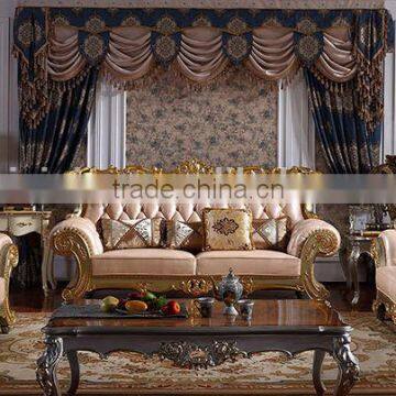 Luxury Palace Noble Living Room Furniture Solid Wood Hand Carved Genuine Leather Sofa Set photo-5