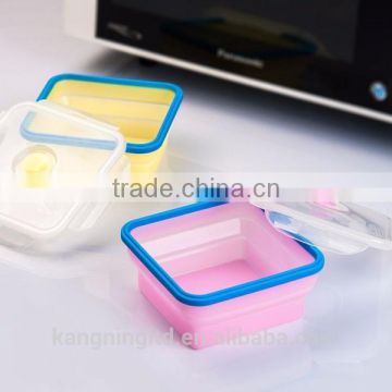 square lunch box, silicone folding lunch box, silicone lunch box OEM customizable