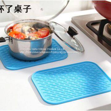 Popular Kitchenware Pink Rectangle Silicone Draining Mats photo-3