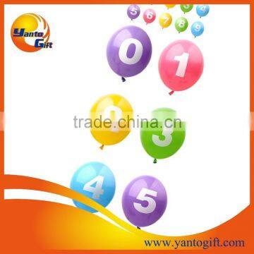 0 to 9 Number Latex Balloons
