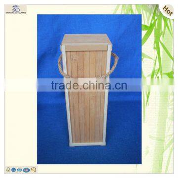 String Handle Single Bamboo Wooden Fruit Wine Gift Box