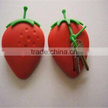 New Design Strawberry Silicone Key and Coin Bag Key Holder Promotion Gift photo-6