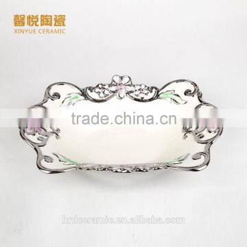 Hotel Used Dinnerware Porcelain Plates,deep Fruit Plate Golden Porcelain photo-3