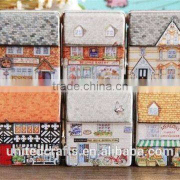 Mini dream Vintage House Tinplate Storage Tin Box Coin Bag Jewelry Box Creative