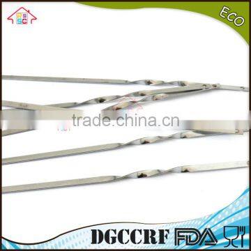 NBRSC New 10 Pcs Stainless Steel BBQ Barbecue Cooking Kebab Flat Skewers Needle Fork photo-4