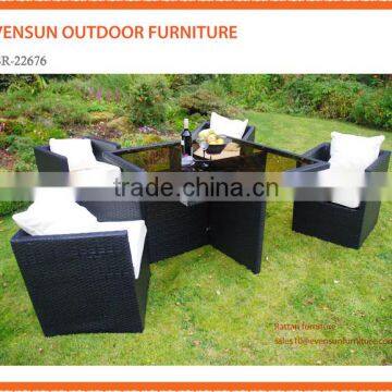 Italian Style Outdoor Wicker Rattan 4 Seats Cafe Table Set Rattan Coffee Table Set photo-2