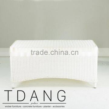 Valencia White Wicker Table - Outdoor Rattan Coffee Table photo-3