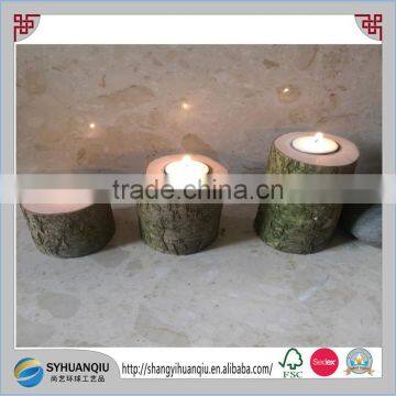 Wooden poplar Tea Light Candle Holders Log Section Rustic Hardwood