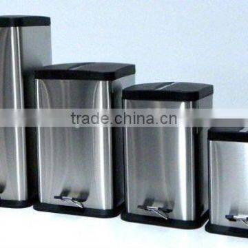 stainless steel square foot pedal trash can with PP lid