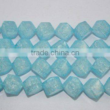 light blue and square loose Crackle Crystal beads