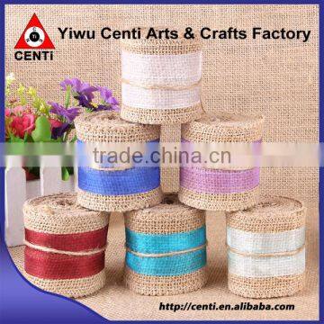 Natural Jute Hessian Burlap Ribbon with Lace Trims Tape Belting Strap Crafts