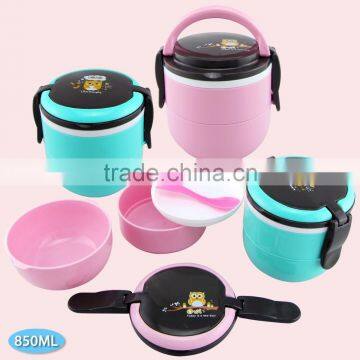 850ML Double Layers High Quality Round Plastic Bento Lunch Box photo-2
