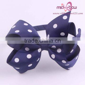 Polka Dots Brown Grosgrain Ribbon Kids Hair Bows photo-5
