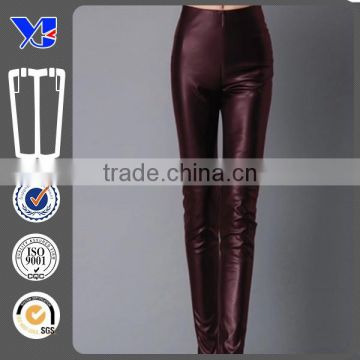 Comfortable rubber elastic waist leather leggings