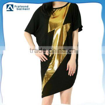 Loose top fit bottom fashion golden elegant sequins party dresses