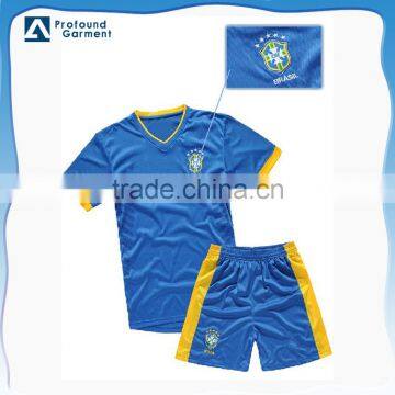 Custom embroidered sports wear Brazil football shirt soccer jersey set uniform