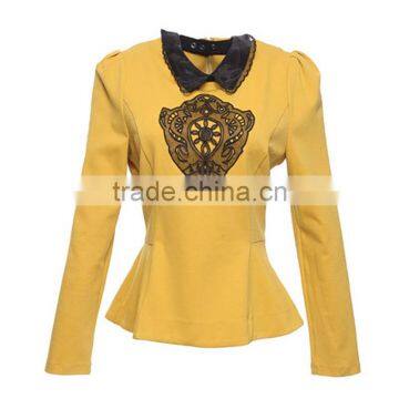 New Designs Fashion Polyester and Cotton Ruffle Bottom Long Sleeves Lace Collar and Embroidery Custom Camo Jacket Fashion photo-3