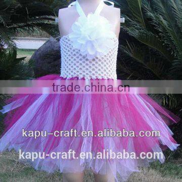 Handmade Crochet Purple Girl Tutu Dress Ankle Length Princess Dresses photo-2