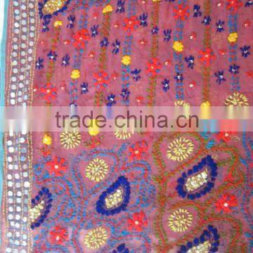 PHULKARI GEORGETTE DUPATTA SHAWL, Sequin Hand Embroidery Dupatta photo-3