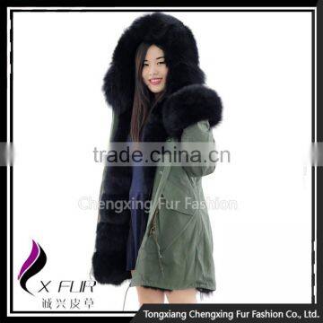 CX-G-P-02 Hot Sale Fox Fur Real Fur Parka Warm Winter Wear for Ladies Parka photo-4