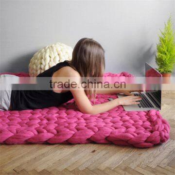 Wholesale high quality Air conditioning blanket super soft warm chunky knit blanket woolen blanket